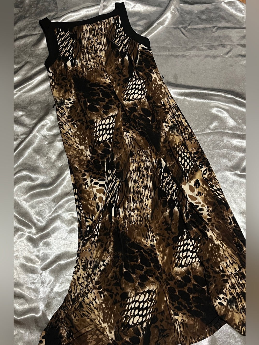 Susan Lawrence Black Dress with Brown Animal Print Accents
